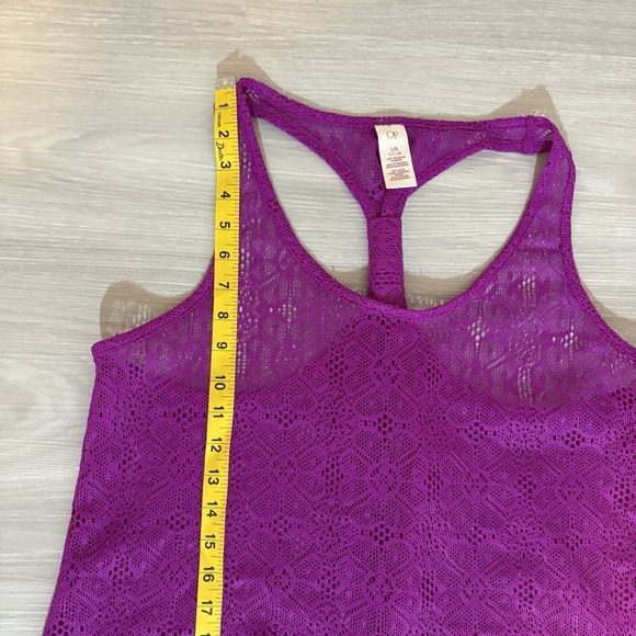 OP Womens Tank Top Lace Swim Cover Up Juniors Lightweight See Through Sz L 11-13 - Picture 8 of 16